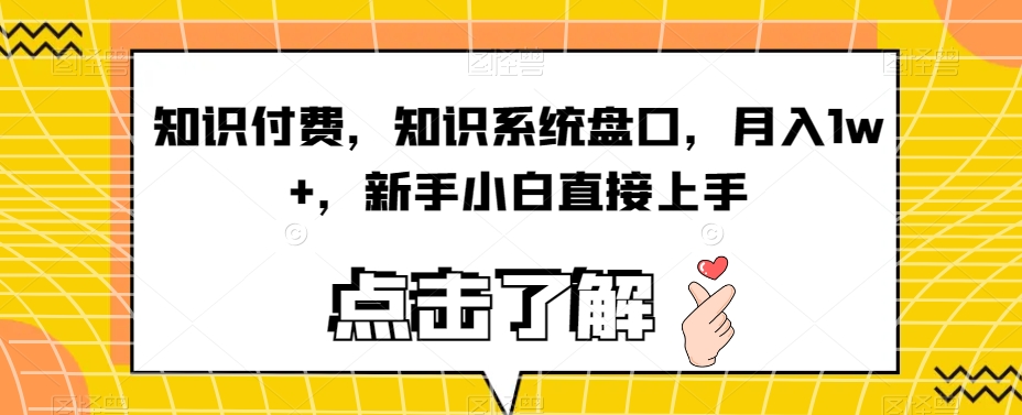 知识付费，知识系统盘口，月入1w+，新手小白直接上手-八号资源库