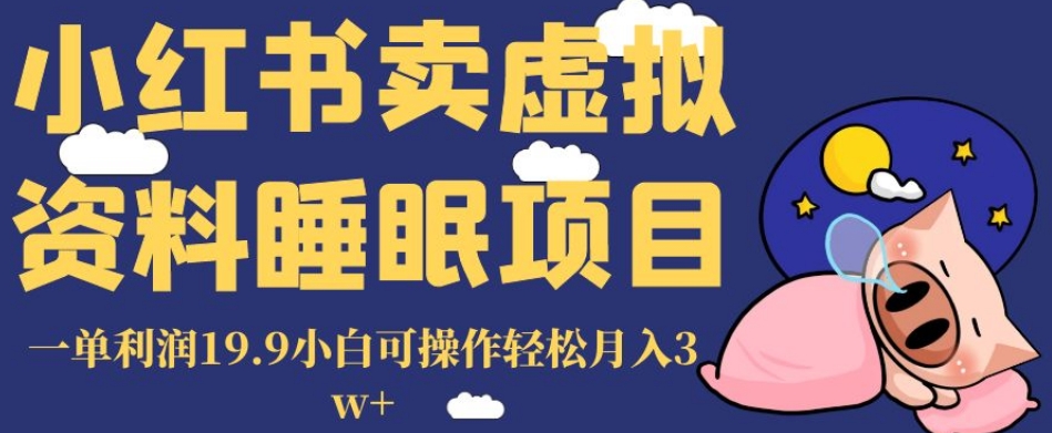 小红书卖虚拟资料睡眠项目，一单利润19.9小白可操作轻松月入3w+【揭秘】-八号资源库