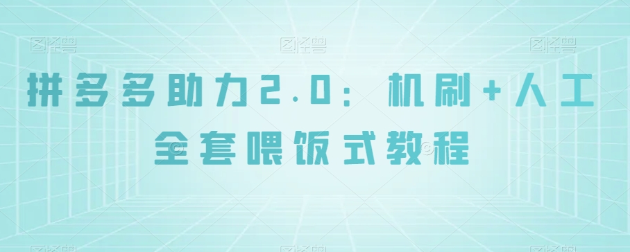 拼多多助力2.0：机刷+人工全套喂饭式教程【揭秘】-八号资源库