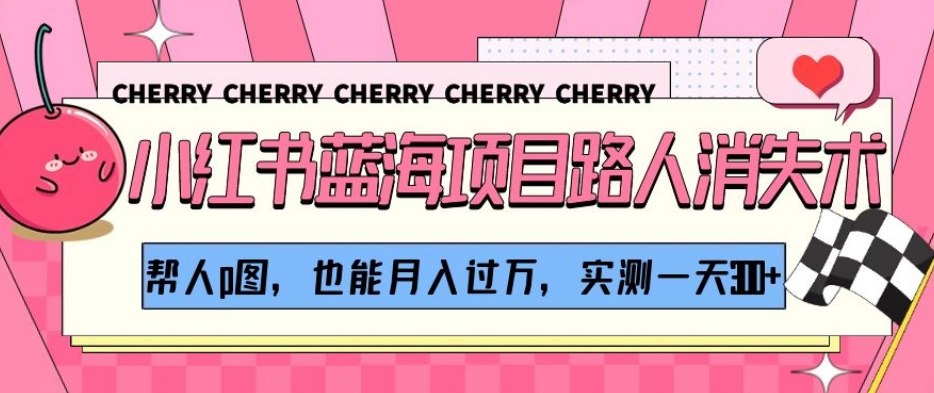 小红书蓝海项目路人消失术，帮人p图，也能月入过万，实测一天300+【揭秘】-八号资源库