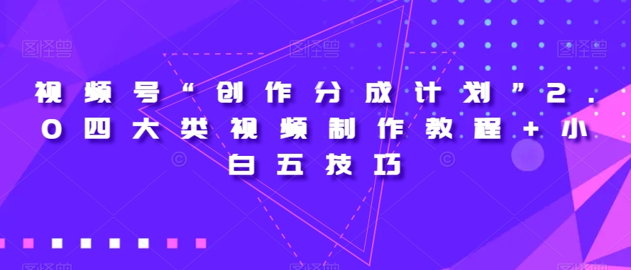 视频号“创作分成计划”2.0四大类视频制作教程+小白五技巧【揭秘】-八号资源库