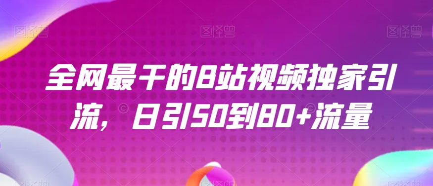 全网最干的B站视频独家引流，日引50到80+流量【揭秘】-八号资源库