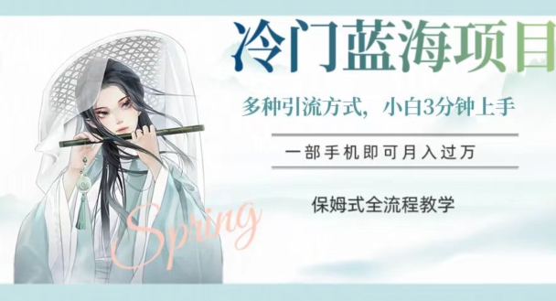 冷门蓝海项目，操作简单，小白3分钟上手，多种引流方式，保姆式全流程教学【揭秘】-八号资源库