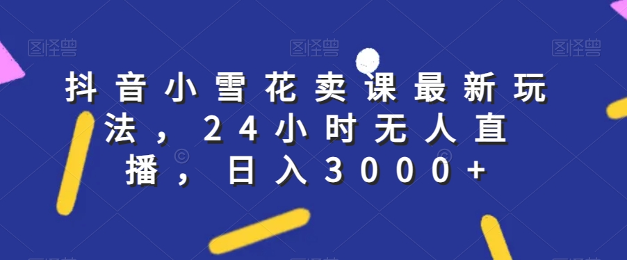 抖音小雪花卖课最新玩法，24小时无人直播，日入3000+【揭秘】-八号资源库