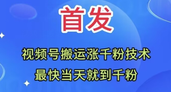 全网首发：视频号无脑搬运涨千粉技术，最快当天到千粉【揭秘】-八号资源库