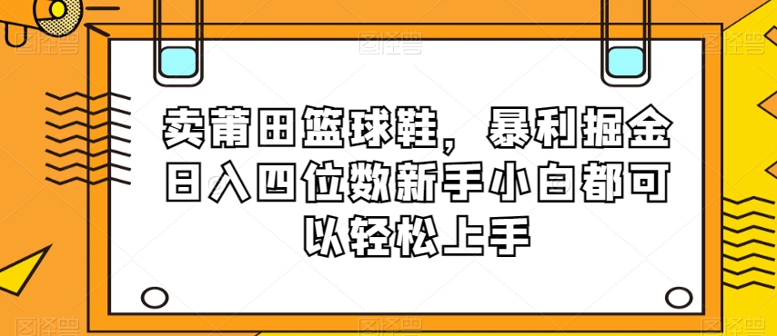 卖莆田篮球鞋，暴利掘金日入四位数新手小白都可以轻松上手【揭秘】-八号资源库