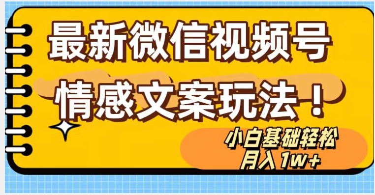 微信视频号情感文案最新玩法，小白轻松月入1万+无脑搬运【揭秘】-八号资源库