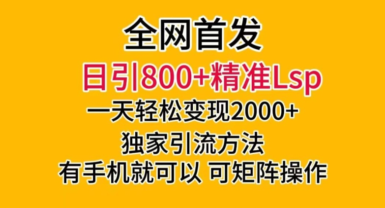 全网首发！日引800+精准老色批，一天变现2000+，独家引流方法，可矩阵操作【揭秘】-八号资源库