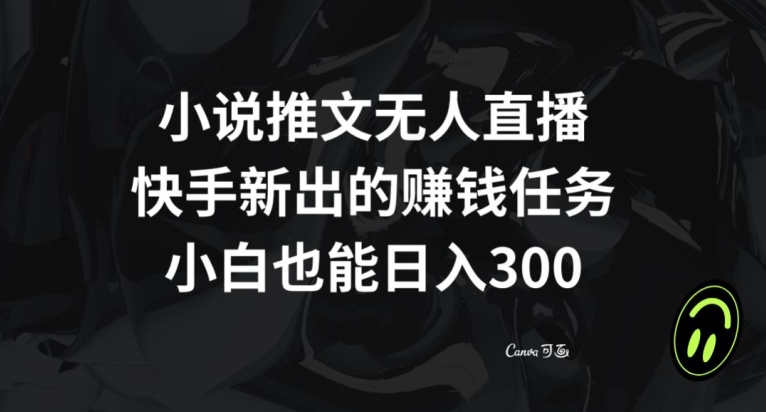 小说推文无人直播，快手新出的赚钱任务，小白也能日入300+【揭秘】-八号资源库