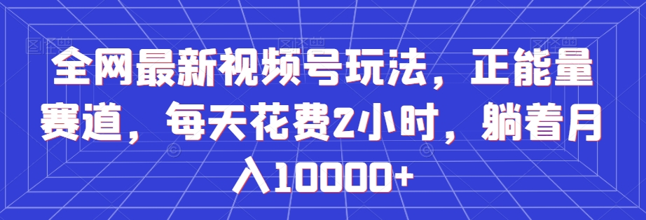 全网最新视频号玩法，正能量赛道，每天花费2小时，躺着月入10000+【揭秘】-八号资源库