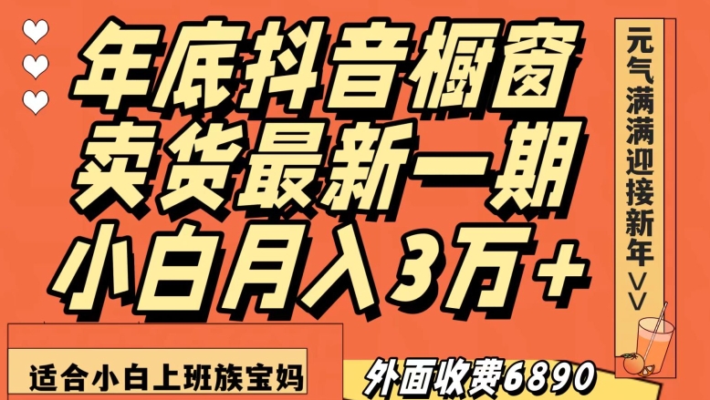 外面收费6890元年底抖音橱窗卖货最新一期，小白月入3万，适合小白上班族宝妈【揭秘】-八号资源库
