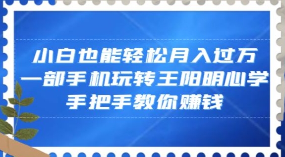 小白也能轻松月入过万，一部手机玩转王阳明心学，手把手教你赚钱【揭秘】-八号资源库