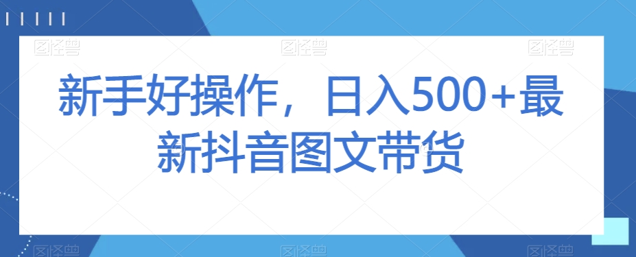新手好操作，日入500+最新抖音图文带货【揭秘】-八号资源库