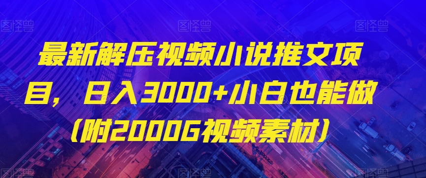 最新解压视频小说推文项目，日入3000+小白也能做（附2000G视频素材）【揭秘】-八号资源库