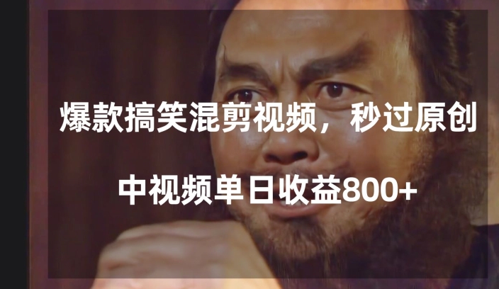 爆款搞笑混剪视频，百分百过原创，单日中视频播放收益800+【揭秘】-八号资源库