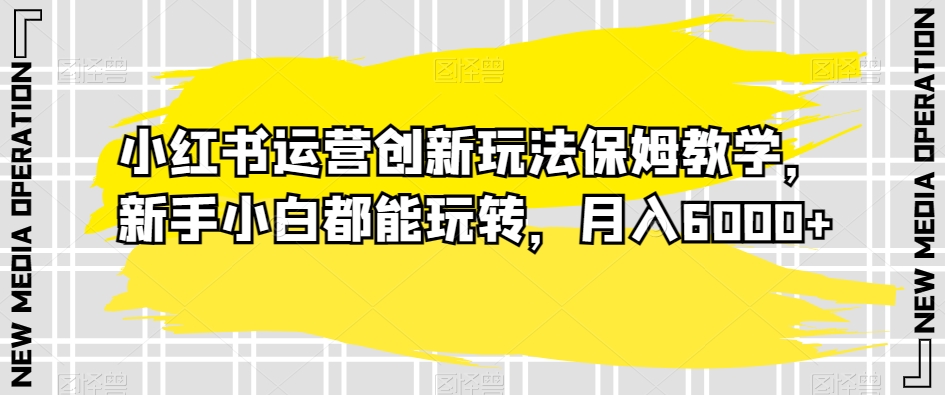 小红书运营创新玩法保姆教学，新手小白都能玩转，月入6000+【揭秘】-八号资源库