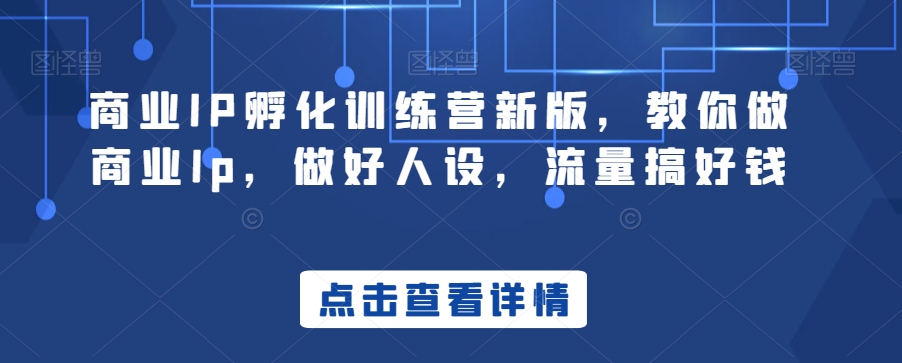 商业IP孵化训练营新版，教你做商业Ip，做好人设，流量搞好钱-八号资源库