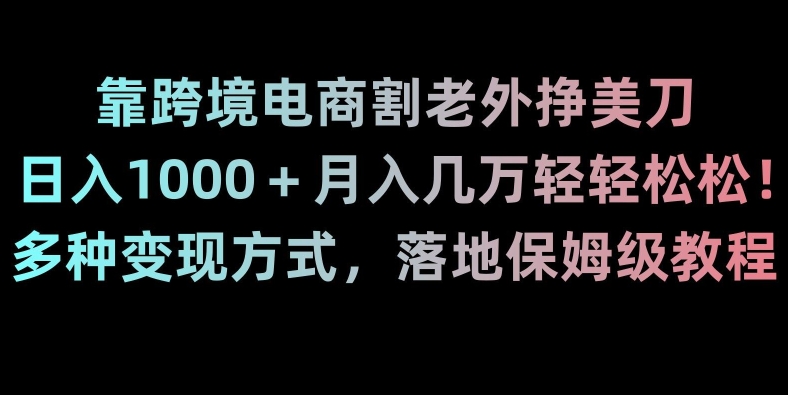 靠跨境电商割老外挣美刀，日入1000＋月入几万轻轻松松！多种变现方式，落地保姆级教程【揭秘】-八号资源库