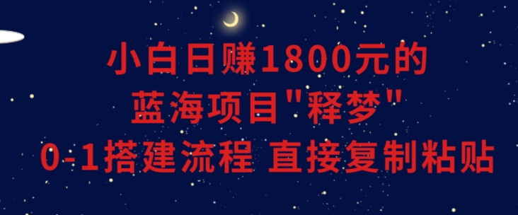 小白能日赚1800元的蓝海项目”释梦”0-1搭建流程可直接复制粘贴长期做【揭秘】-八号资源库