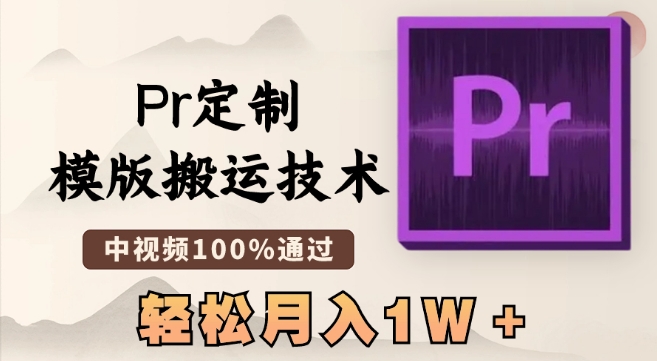 最新Pr定制模版搬运技术，中视频100%通过，几分钟一条视频，轻松月入1W＋【揭秘】-八号资源库