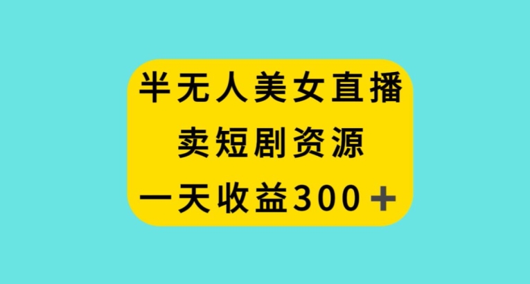 半无人美女直播，卖短剧资源，一天收益300+【揭秘】-八号资源库
