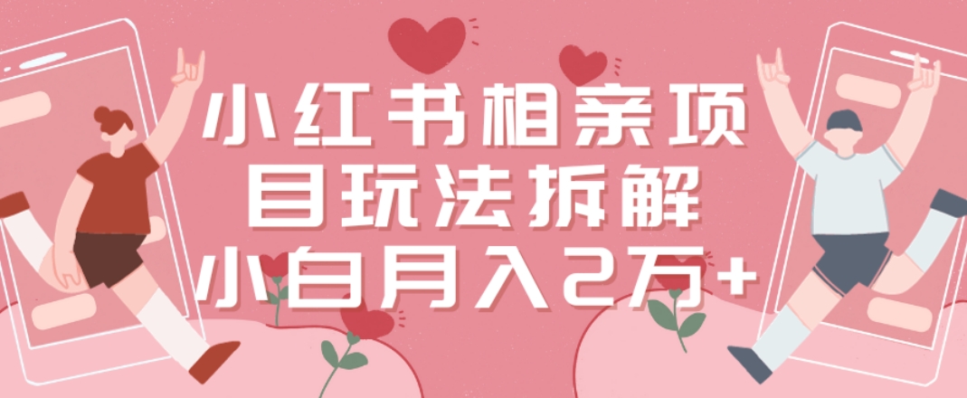 小红书相亲项目玩法拆解，有人通过这个副业项目做到了月收入2万多【揭秘】-八号资源库