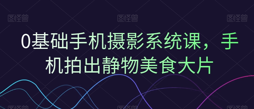 0基础手机摄影系统课，手机拍出静物美食大片-八号资源库