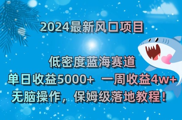 2024最新风口项目，低密度蓝海赛道，单日收益5000+，一周收益4w+！【揭秘】-八号资源库