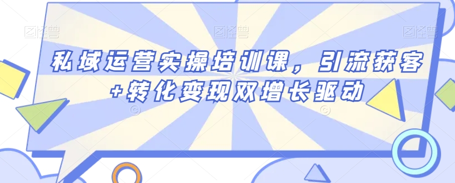 私域运营实操培训课，引流获客+转化变现双增长驱动-八号资源库
