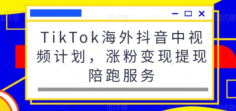 TikTok海外抖音中视频计划，涨粉变现提现陪跑服务-八号资源库