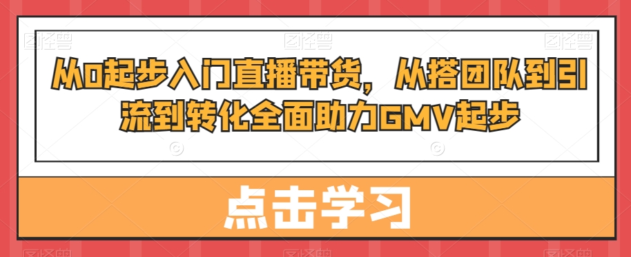 从0起步入门直播带货，​从搭团队到引流到转化全面助力GMV起步-八号资源库