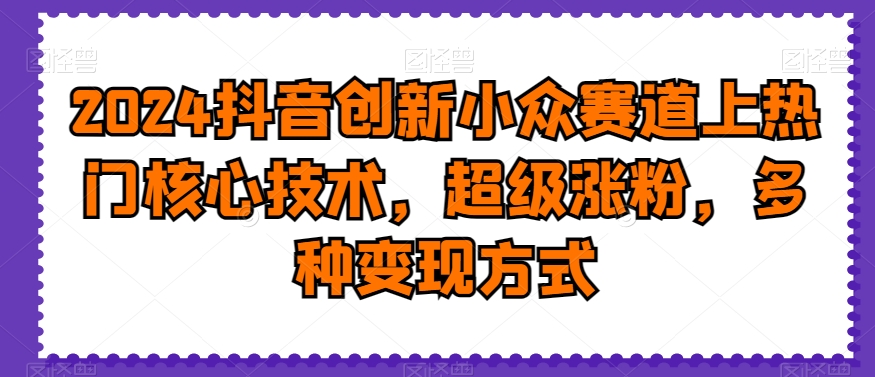 2024抖音创新小众赛道上热门核心技术，超级涨粉，多种变现方式【揭秘】-八号资源库
