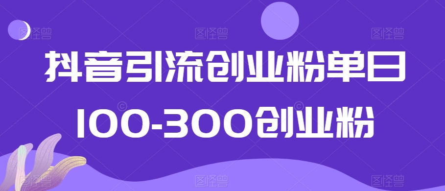 抖音引流创业粉单日100-300创业粉【揭秘】-八号资源库