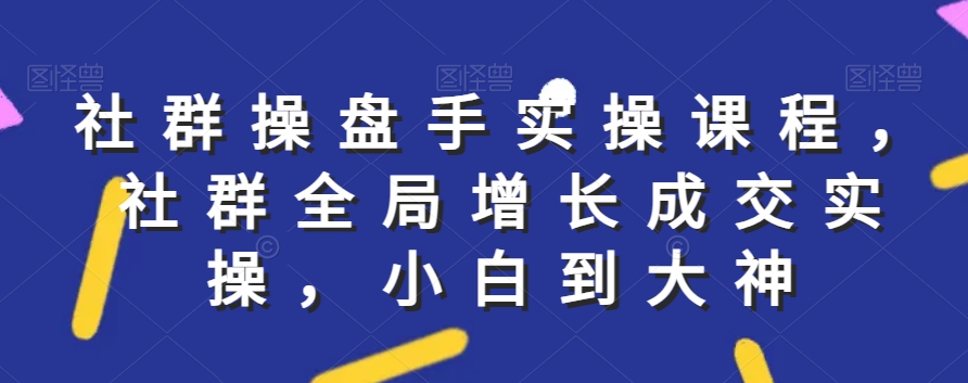 社群实操课程，社群全局增长成交实操，小白到大神-八号资源库