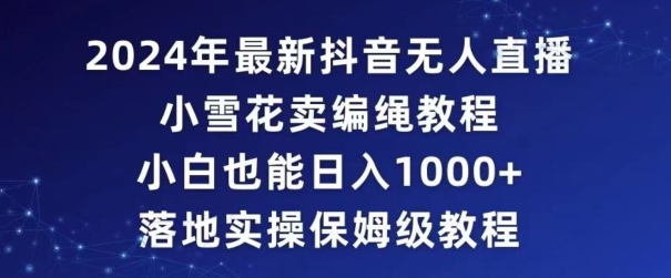 2024年抖音最新无人直播小雪花卖编绳项目，小白也能日入1000+落地实操保姆级教程【揭秘】-八号资源库