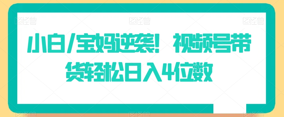 小白/宝妈逆袭！视频号带货轻松日入4位数【揭秘】-八号资源库