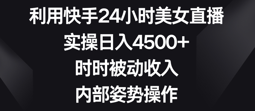 利用快手24小时美女直播，实操日入4500+，时时被动收入，内部姿势操作【揭秘】-八号资源库