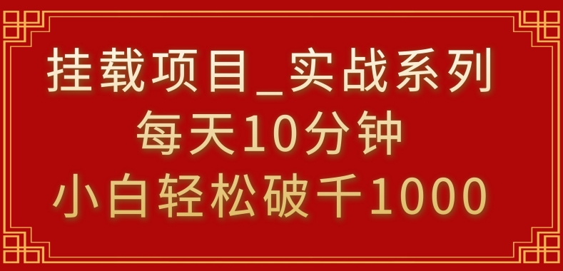 挂载项目，小白轻松破1000，每天10分钟，实战系列保姆级教程【揭秘】-八号资源库