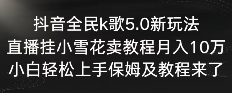 抖音全民k歌5.0新玩法，直播挂小雪花卖教程月入10万，小白轻松上手，保姆及教程来了【揭秘】-八号资源库