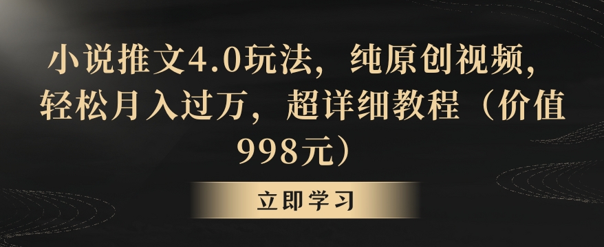 小说推文4.0玩法，纯原创视频，轻松月入过万，超详细教程（价值998元）【揭秘】-八号资源库