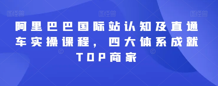 阿里巴巴国际站认知及直通车实操课程，四大体系成就TOP商家-八号资源库