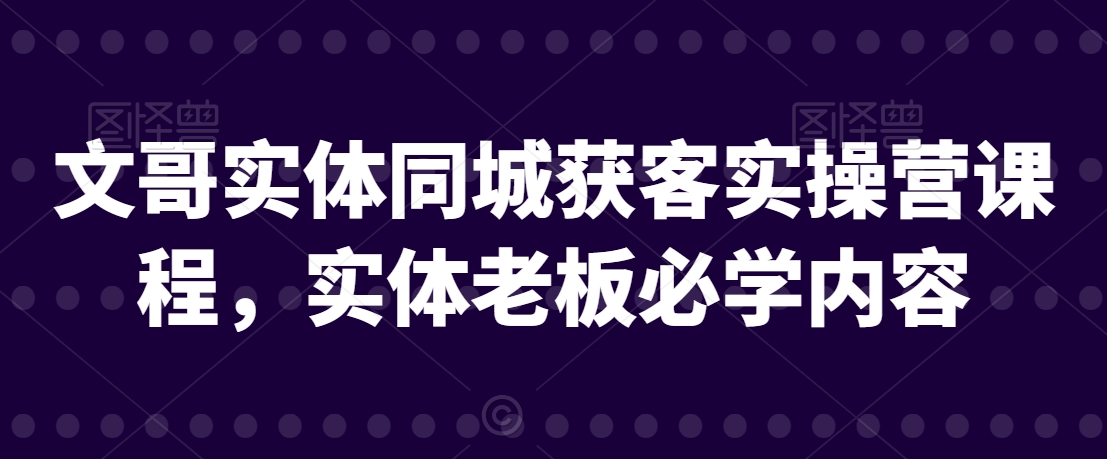 文哥实体同城获客实操营课程，实体老板必学内容-八号资源库