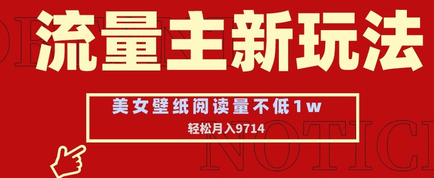 流量主新玩法，美女壁纸和头像，阅读量不低于1w，月入9741【揭秘】-八号资源库