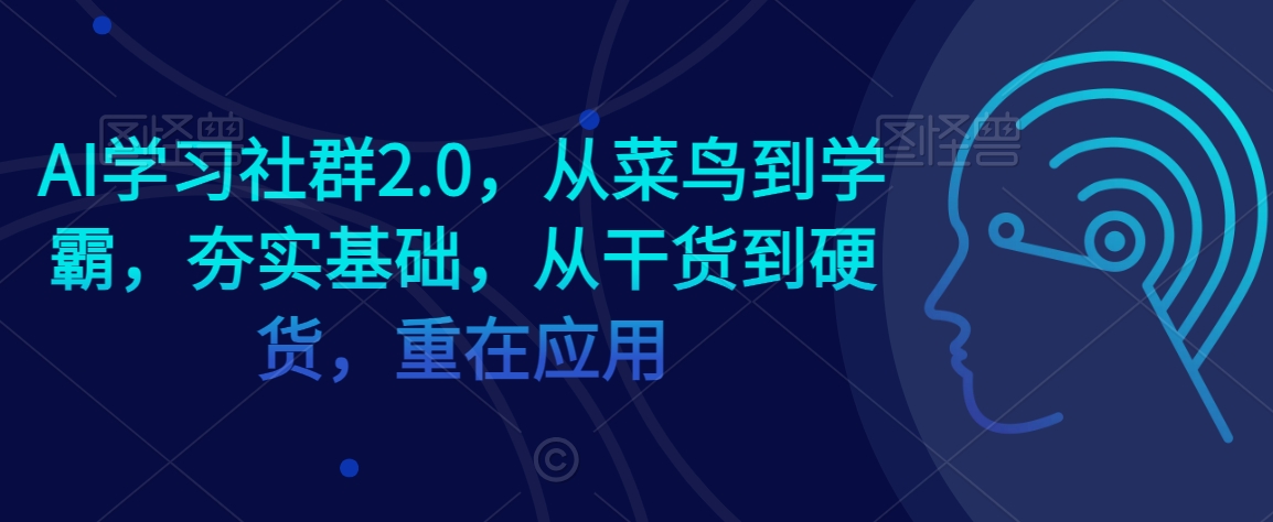 AI学习社群2.0，从菜鸟到学霸，夯实基础，从干货到硬货，重在应用-八号资源库