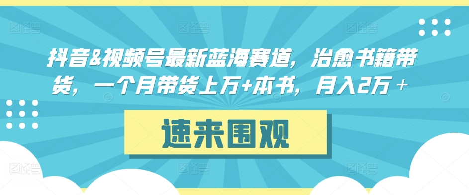 抖音&视频号最新蓝海赛道，治愈书籍带货，一个月带货上万+本书，月入2万＋【揭秘】-八号资源库