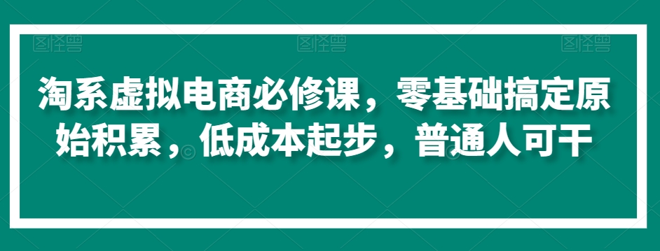 淘系虚拟电商必修课，零基础搞定原始积累，低成本起步，普通人可干-八号资源库