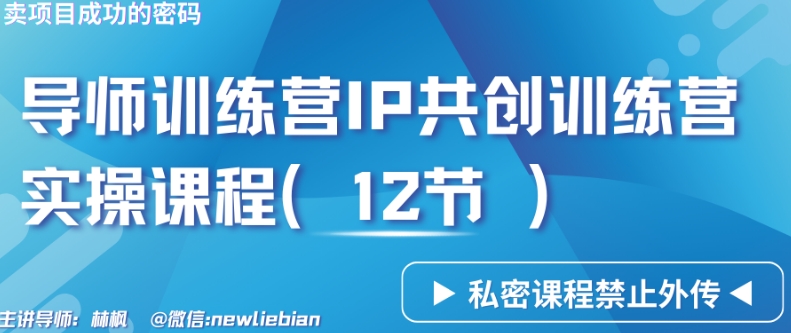 导师训练营3.0IP共创训练营私密实操课程（12节）-卖项目的密码成功秘诀【揭秘】-八号资源库