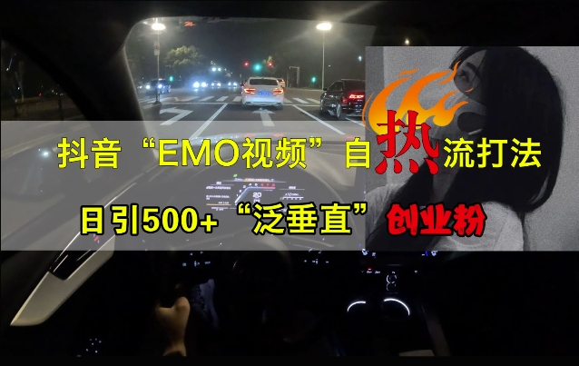 抖音EMO视频自热打法，日引500+“泛垂直”创业粉-八号资源库