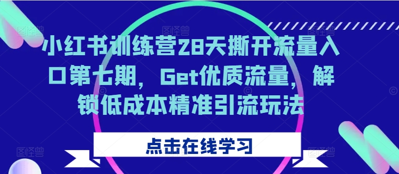 小红书训练营28天撕开流量入口第七期，Get优质流量，解锁低成本精准引流玩法-八号资源库