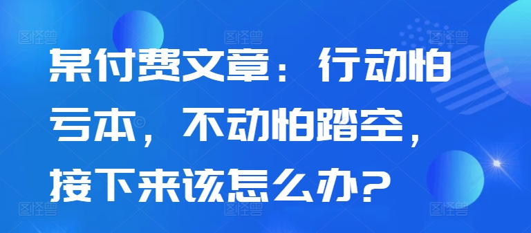 某付费文章：行动怕亏本，不动怕踏空，接下来该怎么办?-八号资源库